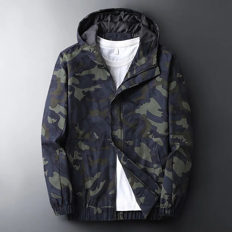 Camouflage Hættejakke til Mænd med Lynlåslukning