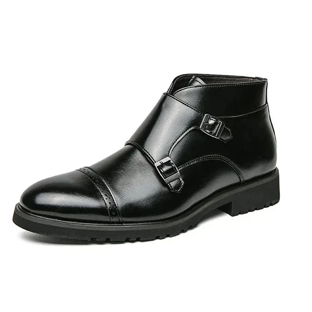 Parker | Ankle boots in faux leather with double monk strap