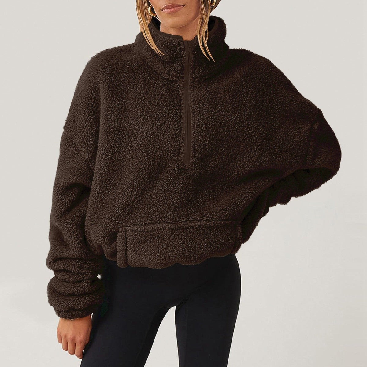 Half-Zip Fleece Sweater til Kvinder med Høj Krave