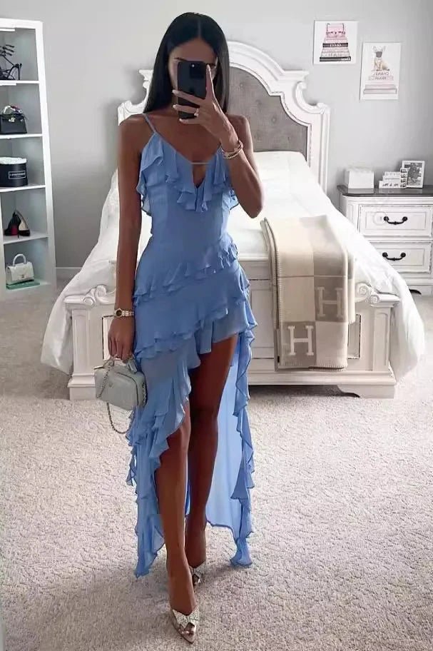 Aiah | Flæset Asymmetric Spaghetti Strap Dress