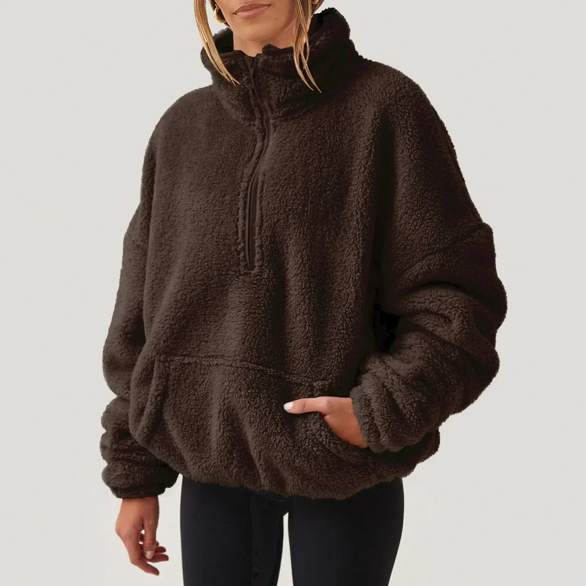 Half-Zip Fleece Sweater til Kvinder med Høj Krave