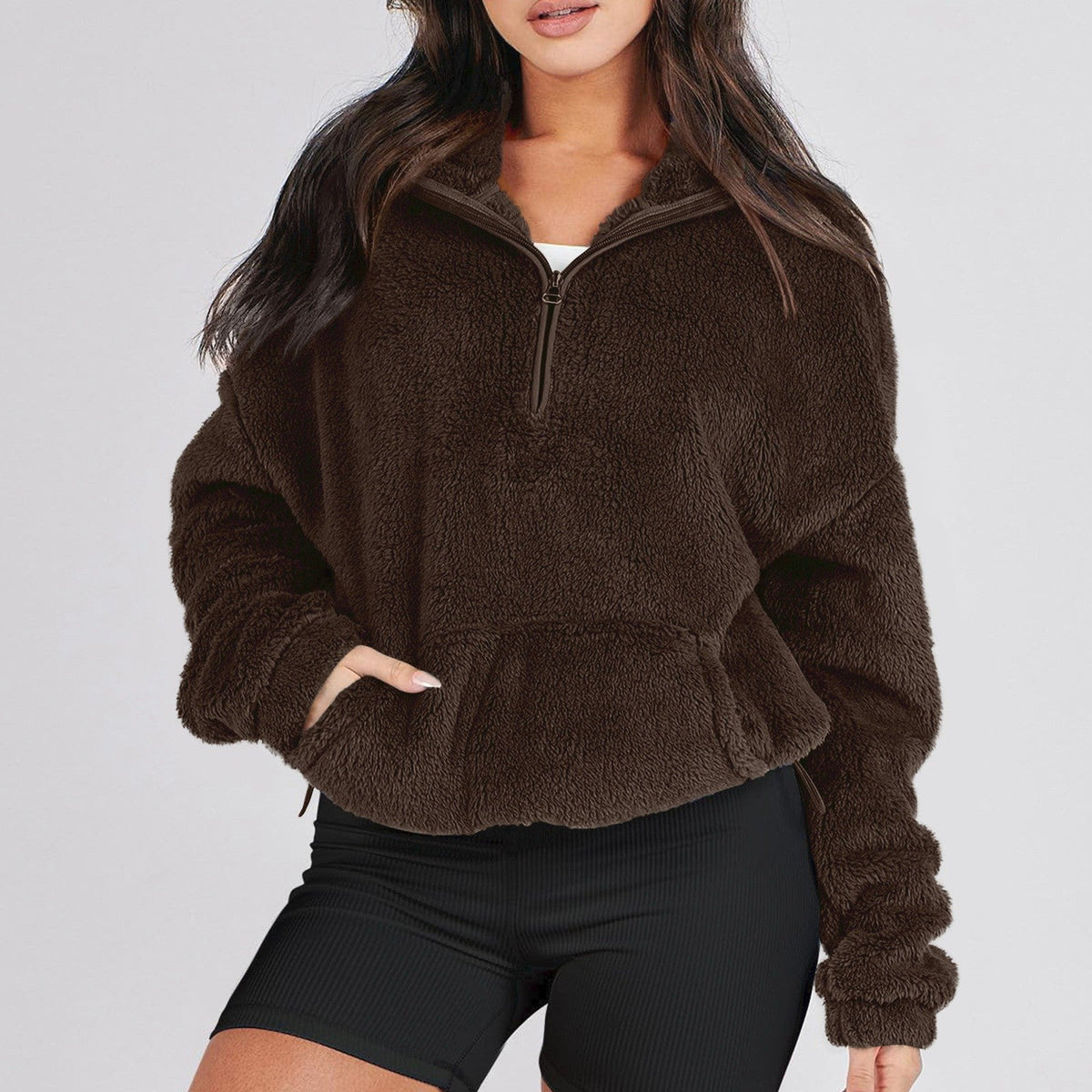 Half-Zip Fleece Sweater til Kvinder med Høj Krave