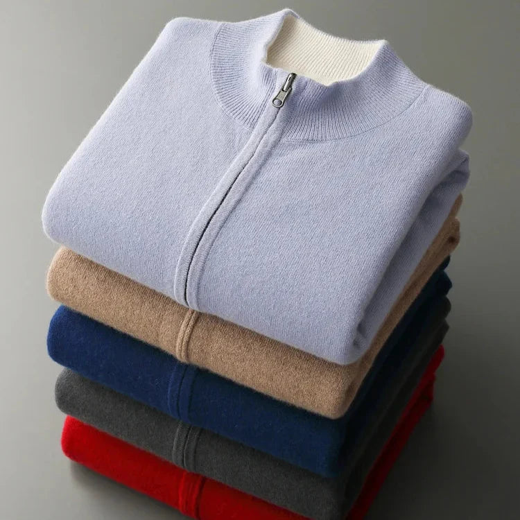 Cashmere Cardigan til Mænd med Fuld Lynlås
