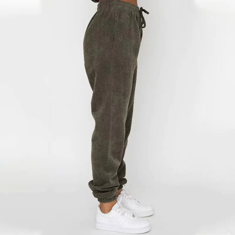 Ribbet Lounge Sæt til Kvinder med Sweatshirt og Joggingbukser