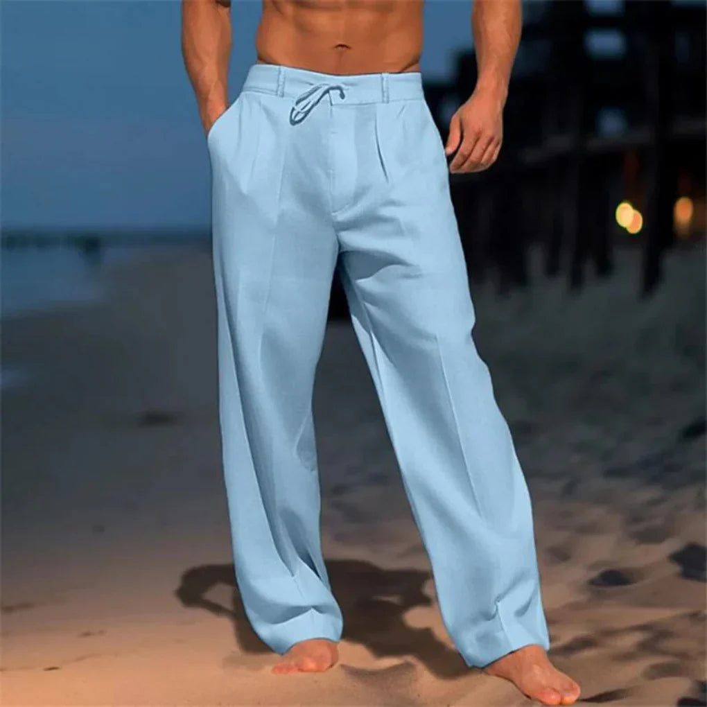 Eleganti pantaloni estivi in lino per uomo
