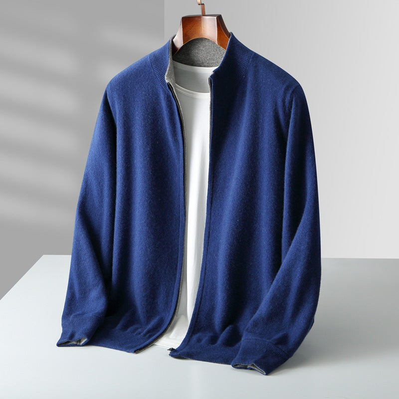 Cashmere Cardigan til Mænd med Fuld Lynlås
