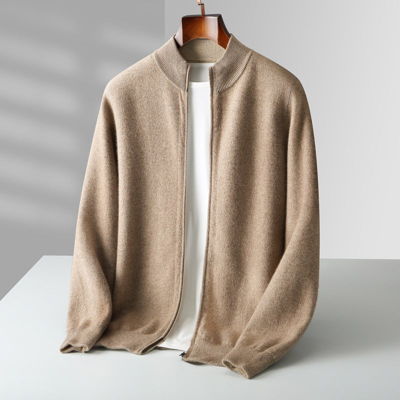 Cashmere Cardigan til Mænd med Fuld Lynlås
