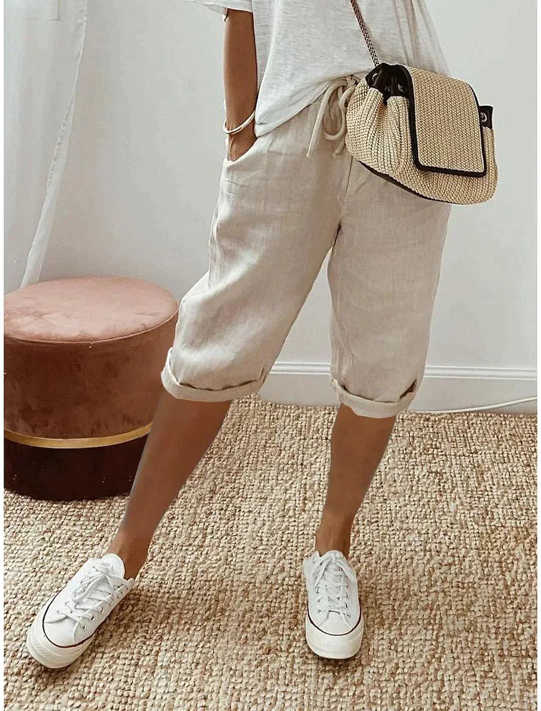 Linnen Zomerbroek voor Dames met Elastische Taille