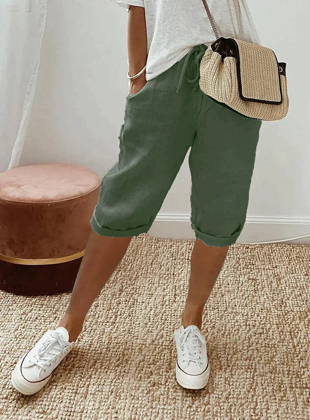 Linnen Zomerbroek voor Dames met Elastische Taille