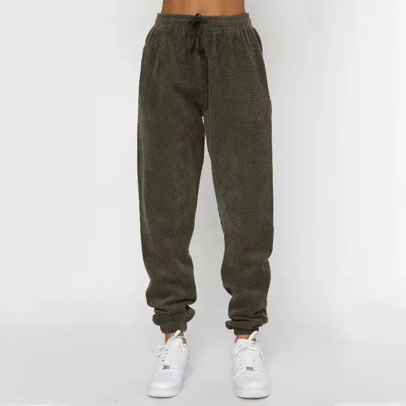 Ribbet Lounge Sæt til Kvinder med Sweatshirt og Joggingbukser