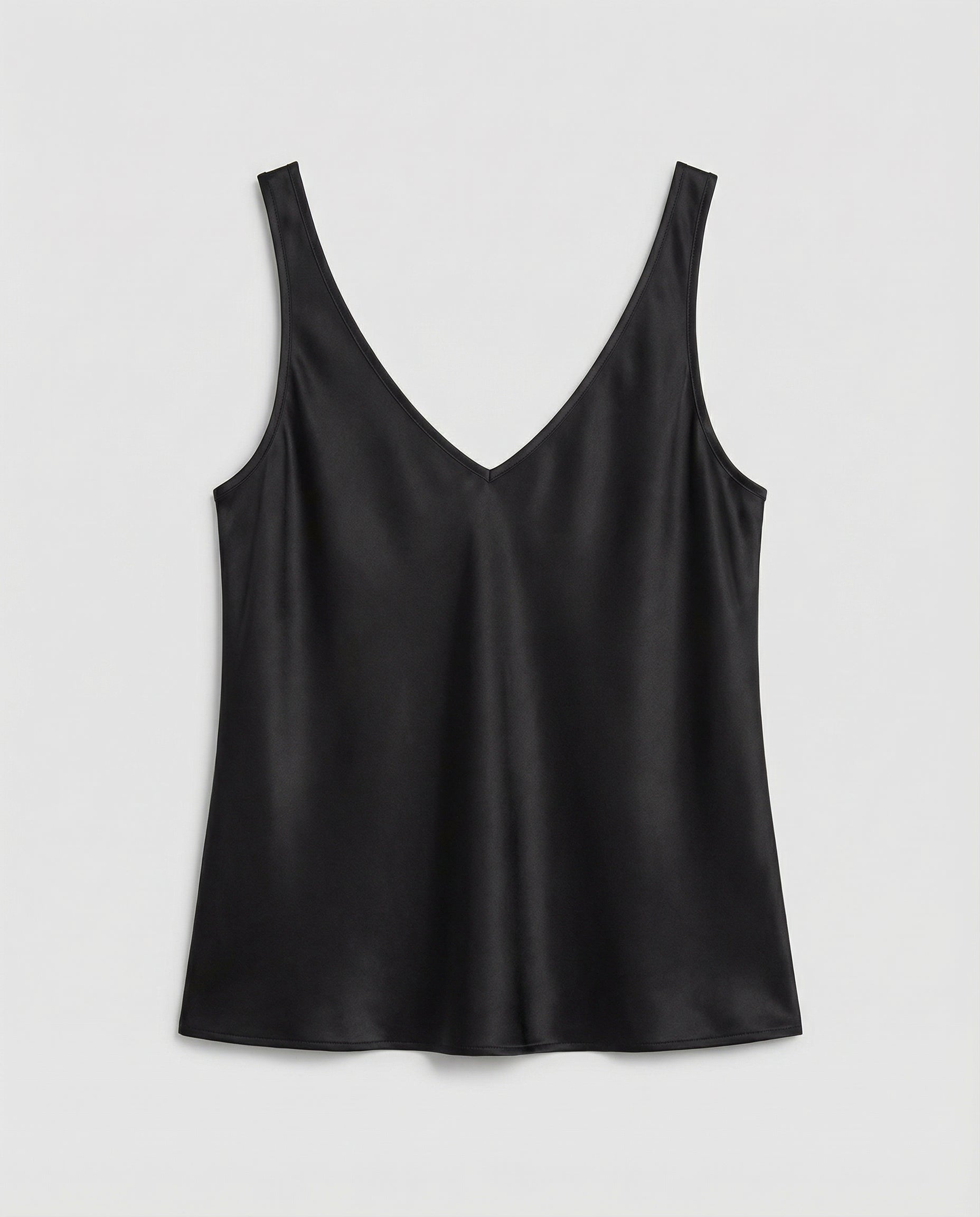 Elegant Satin Cami Top til Damer – V-Hals med Brede Stropper & Silkeblødt Look
