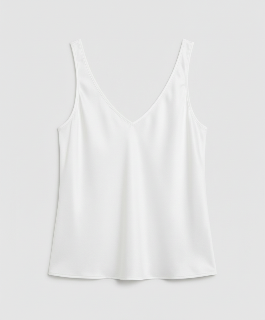 Elegant Satin Cami Top til Damer – V-Hals med Brede Stropper & Silkeblødt Look