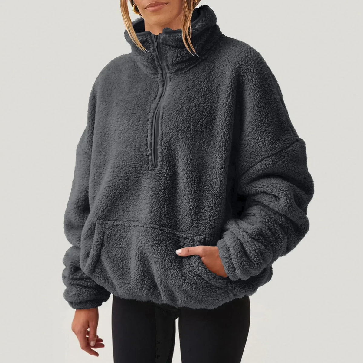 Half-Zip Fleece Sweater til Kvinder med Høj Krave