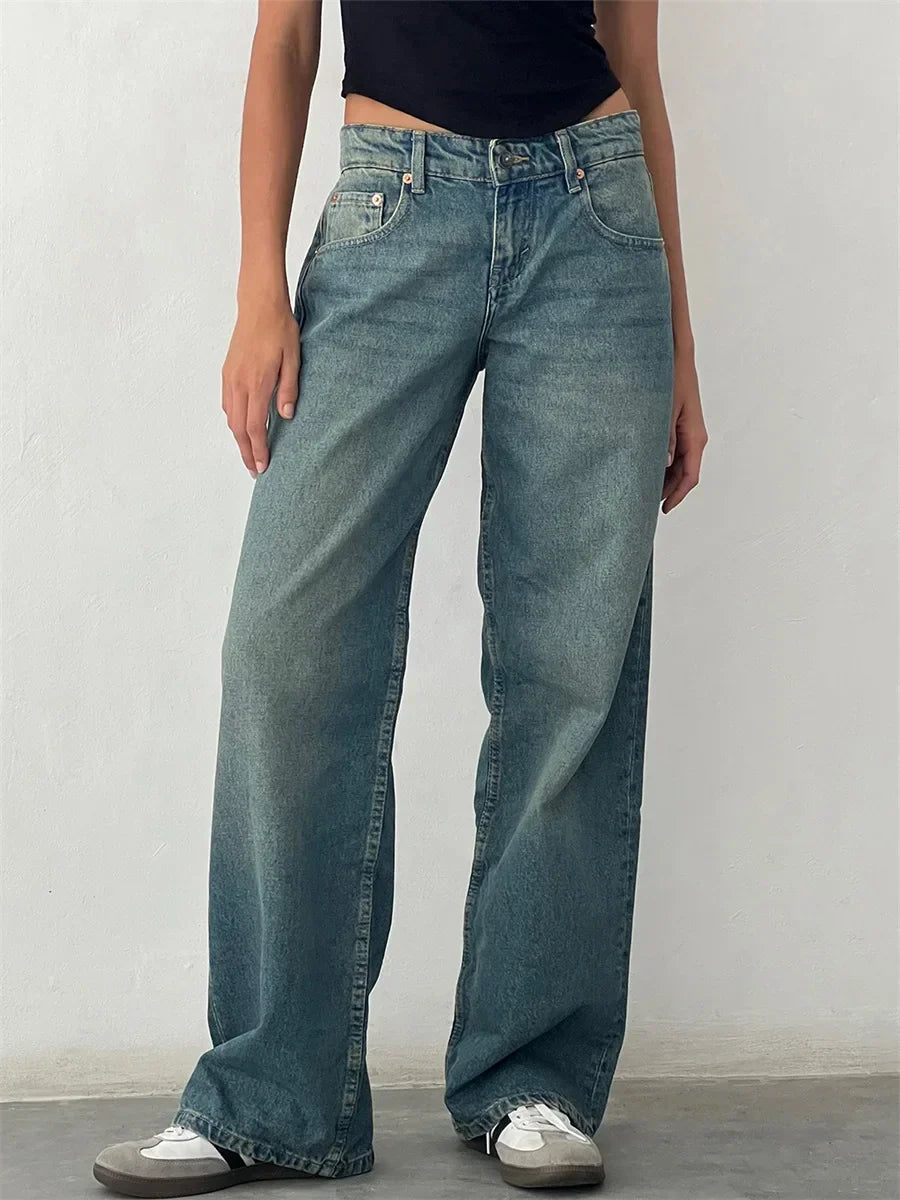 Lavtaljede baggy široké džíny pro ženy | Vintage denimové kalhoty s volným střihem a streetwear vzhledem | Odolná kvalita