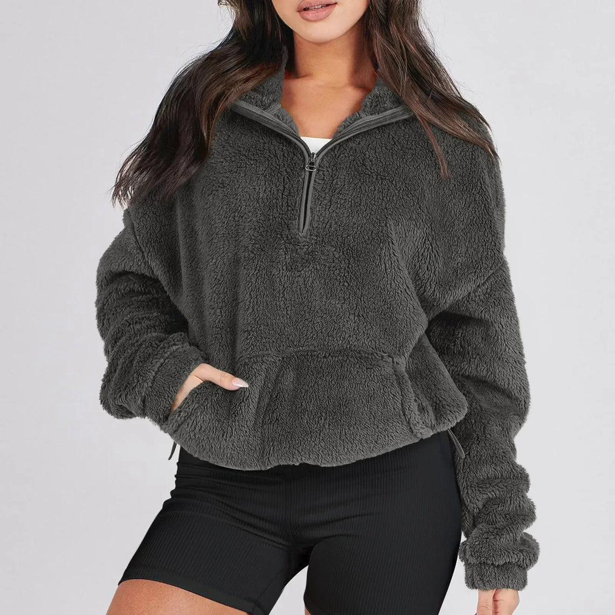 Half-Zip Fleece Sweater til Kvinder med Høj Krave