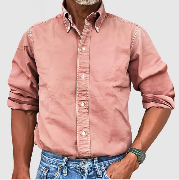 Klassisk Langærmet Herreskjorte – Casual Button-Down Skjorte