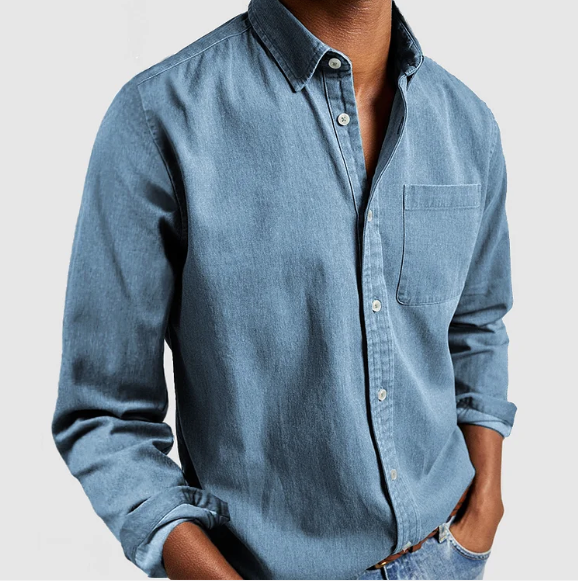 Bellivaro | Klassisk Herreskjorte i Denim – Komfortabel Bomuldsblanding til Hverdagsbrug