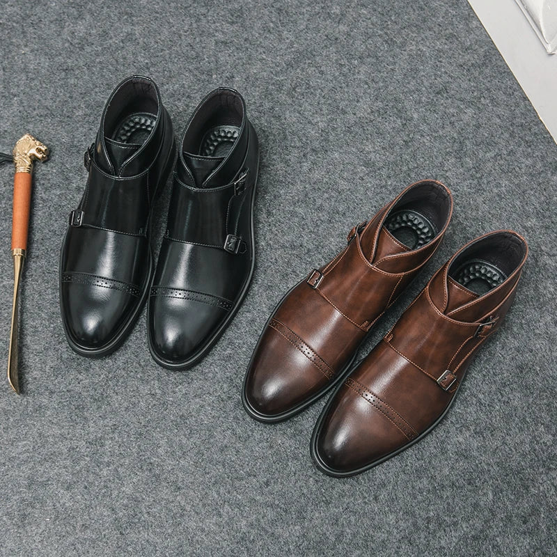 Parker | Ankle boots in faux leather with double monk strap