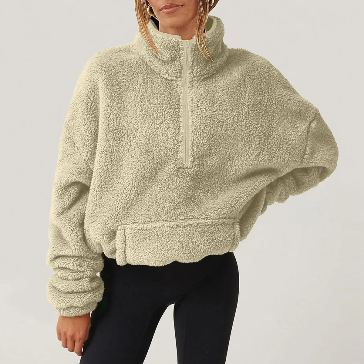 Half-Zip Fleece Sweater til Kvinder med Høj Krave