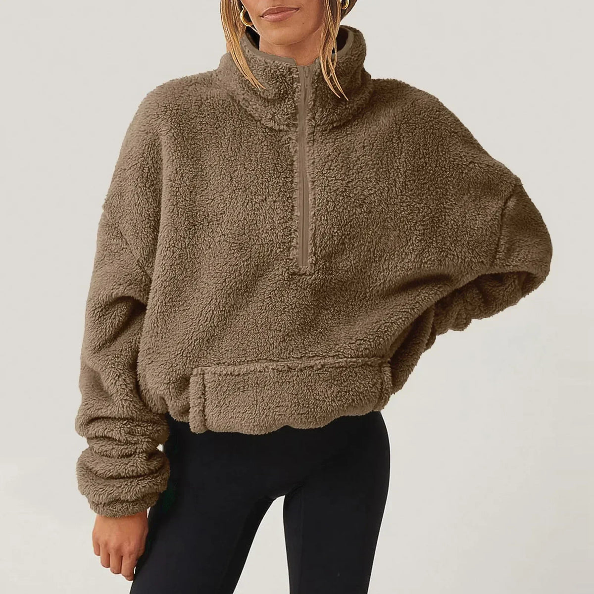 Half-Zip Fleece Sweater til Kvinder med Høj Krave