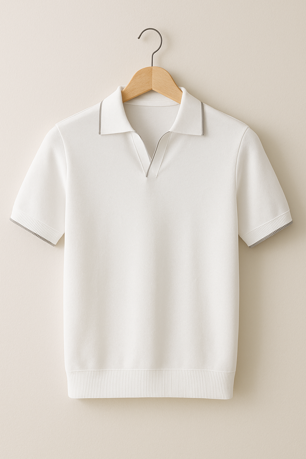 Justin | Slim Fit Strik Polo-skjorte med Kontrastkant til Mænd