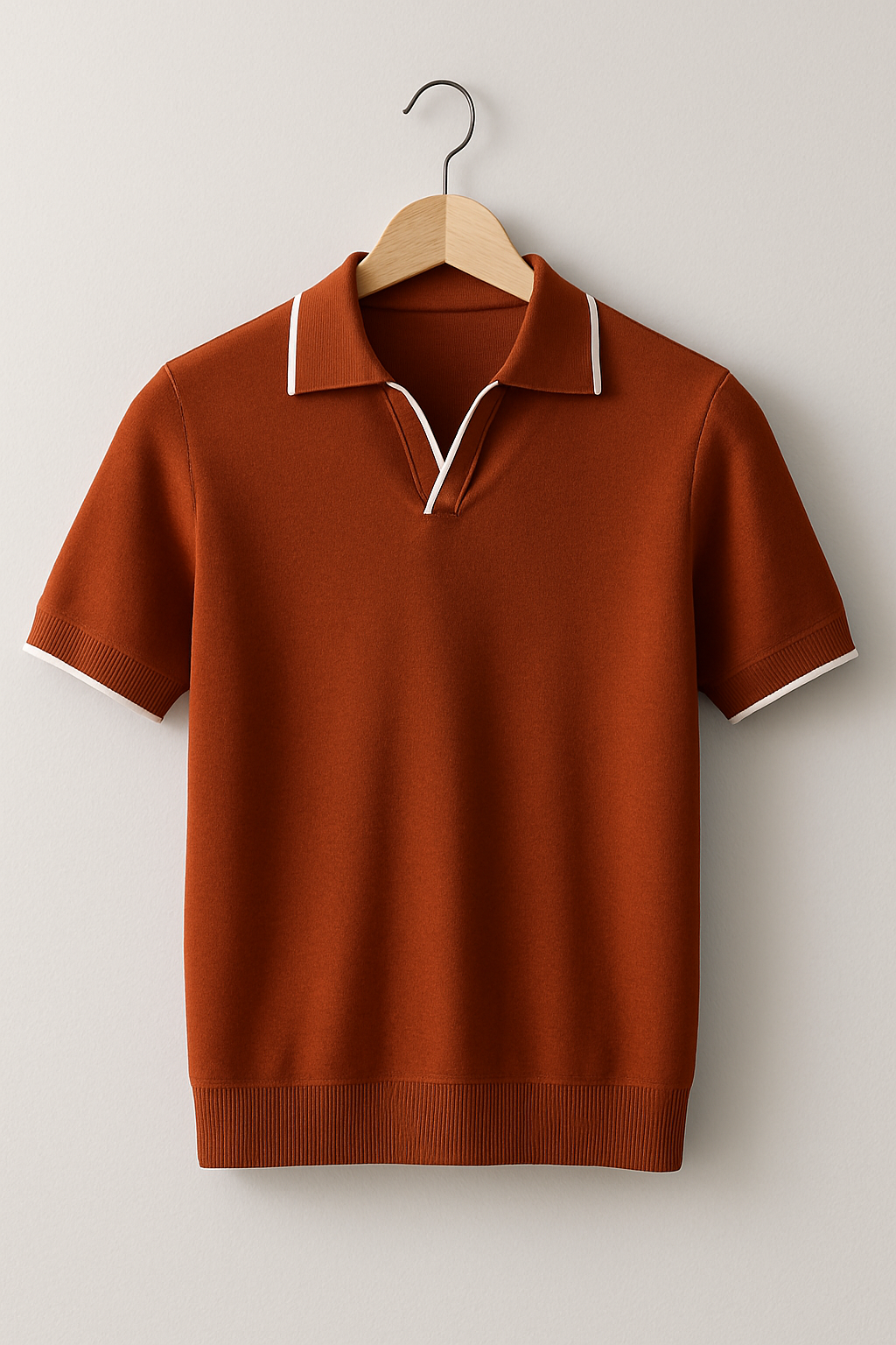 Justin | Slim Fit Strik Polo-skjorte med Kontrastkant til Mænd