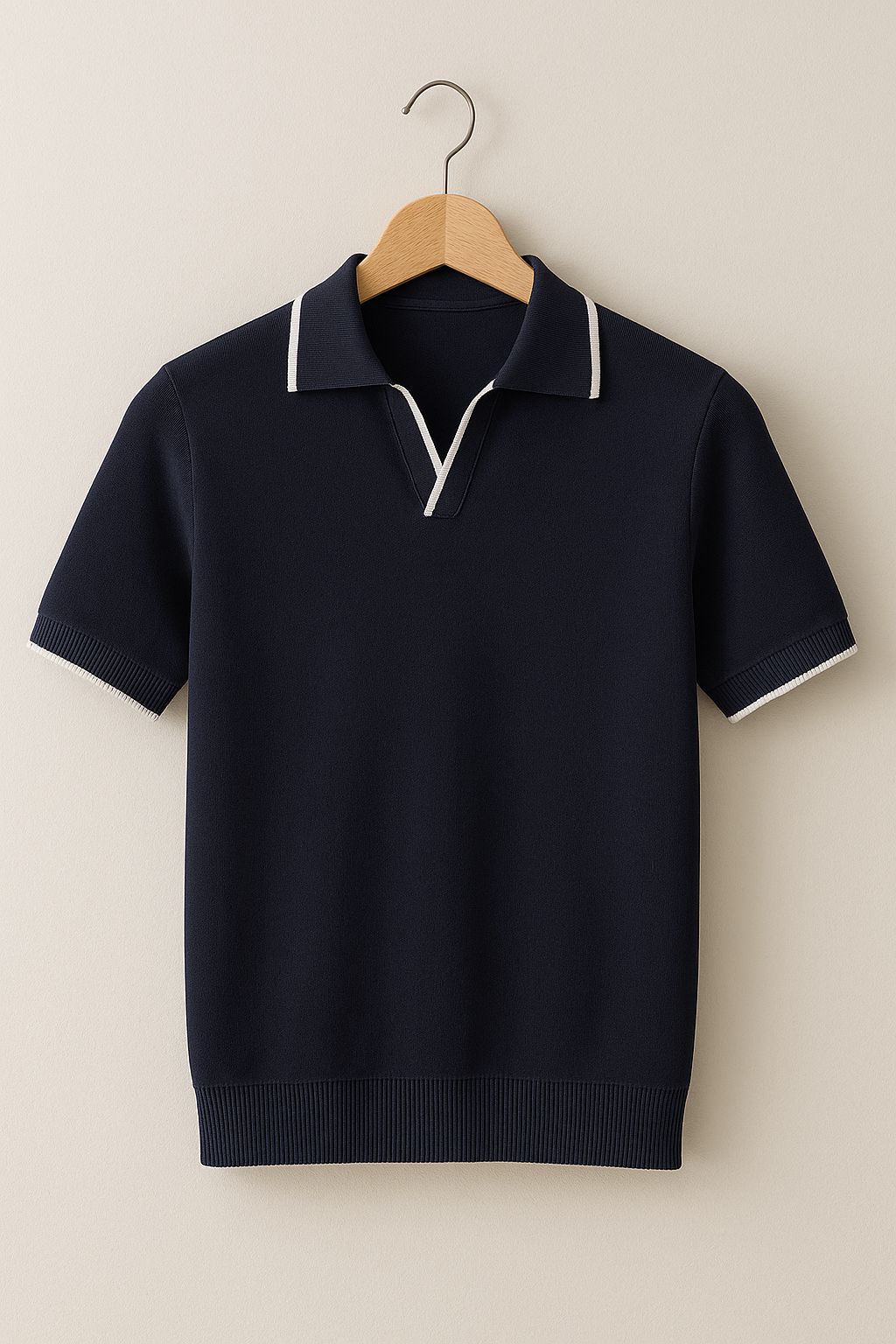 Justin | Slim Fit Strik Polo-skjorte med Kontrastkant til Mænd