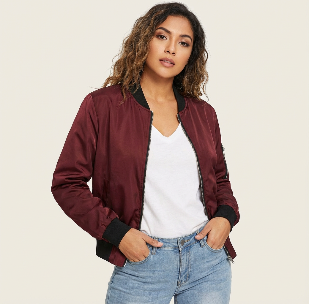 Stoere Dames Bomberjack – Casual Lichtgewicht Jack met Ritssluiting