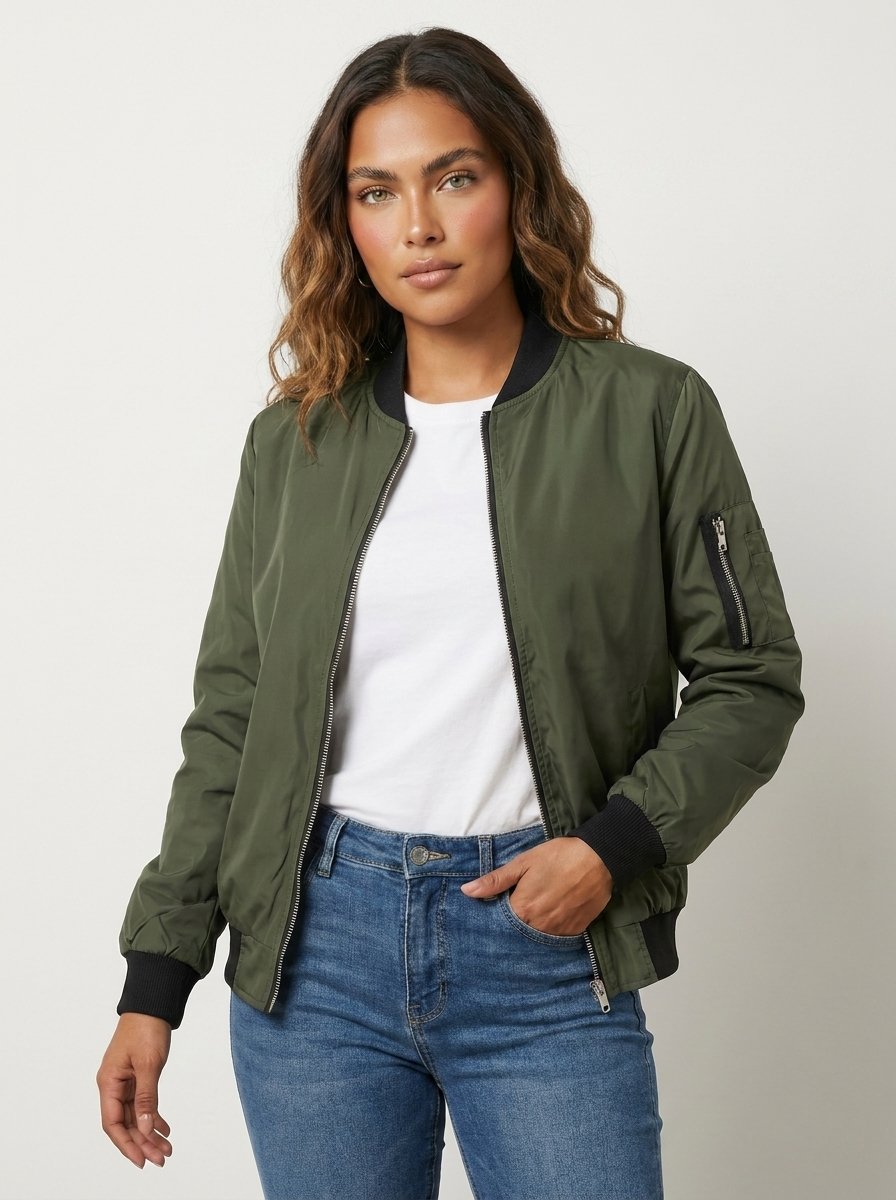 Stoere Dames Bomberjack – Casual Lichtgewicht Jack met Ritssluiting