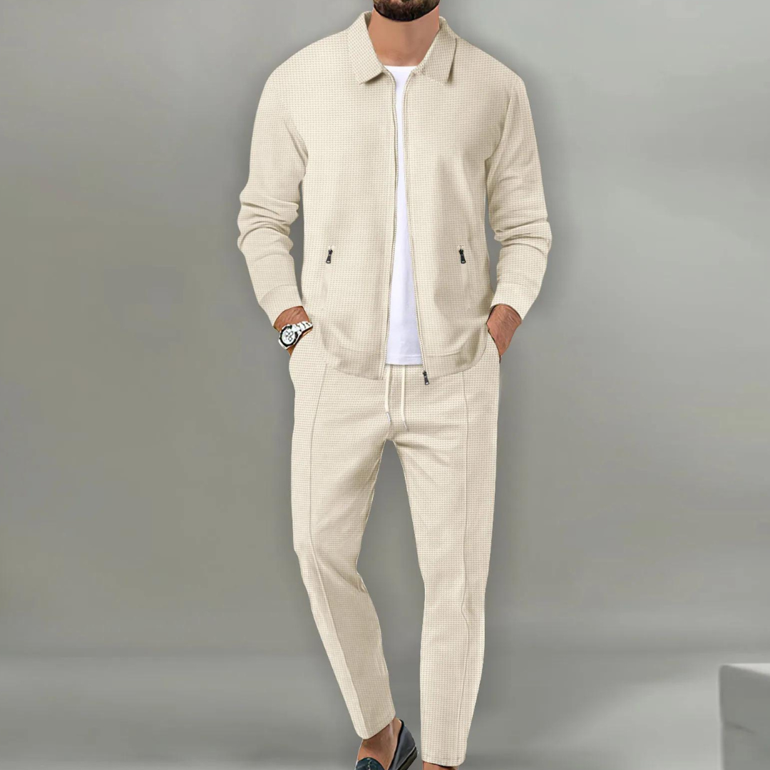 Chándal para hombre – conjunto deportivo con chaqueta con cremallera y cordón para un look limpio