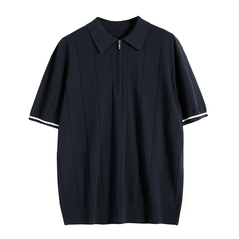 Polo de manga corta con cremallera para hombre