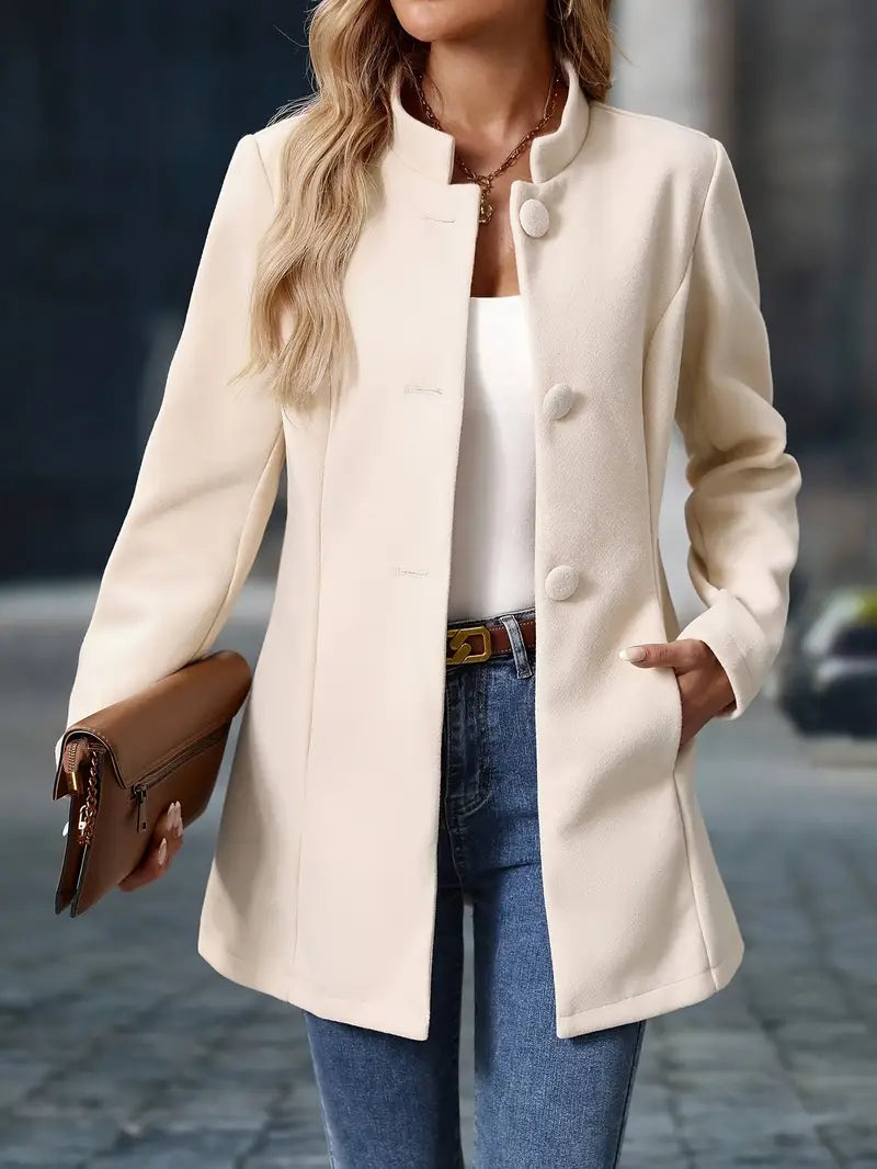 Übergangsjacke Damen | Kurzmantel Damen | Stehkragen & Knöpfe für eleganten Sitz