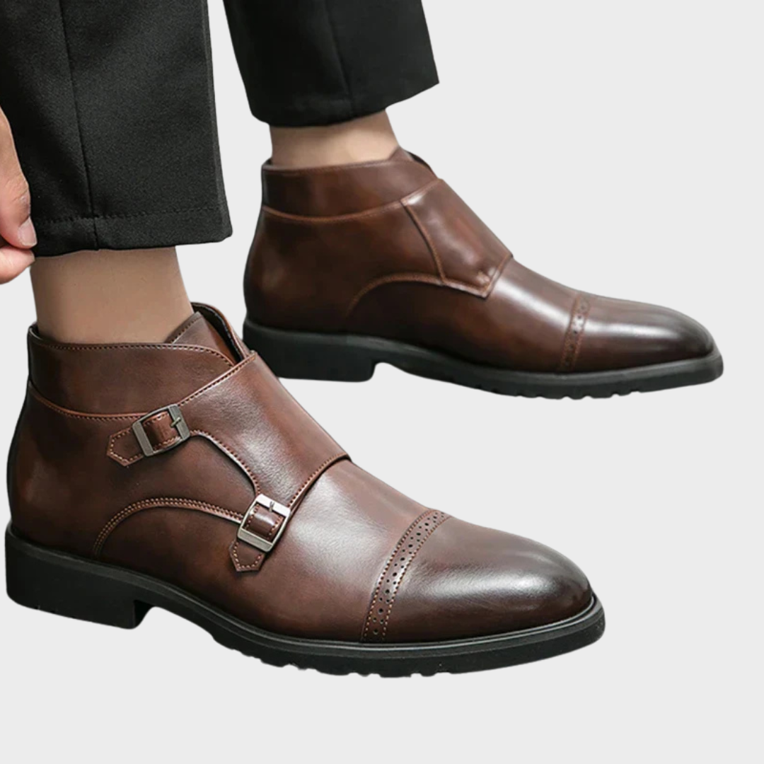 Parker | Ankle boots in faux leather with double monk strap