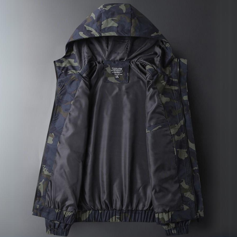 Camouflage Hættejakke til Mænd med Lynlåslukning
