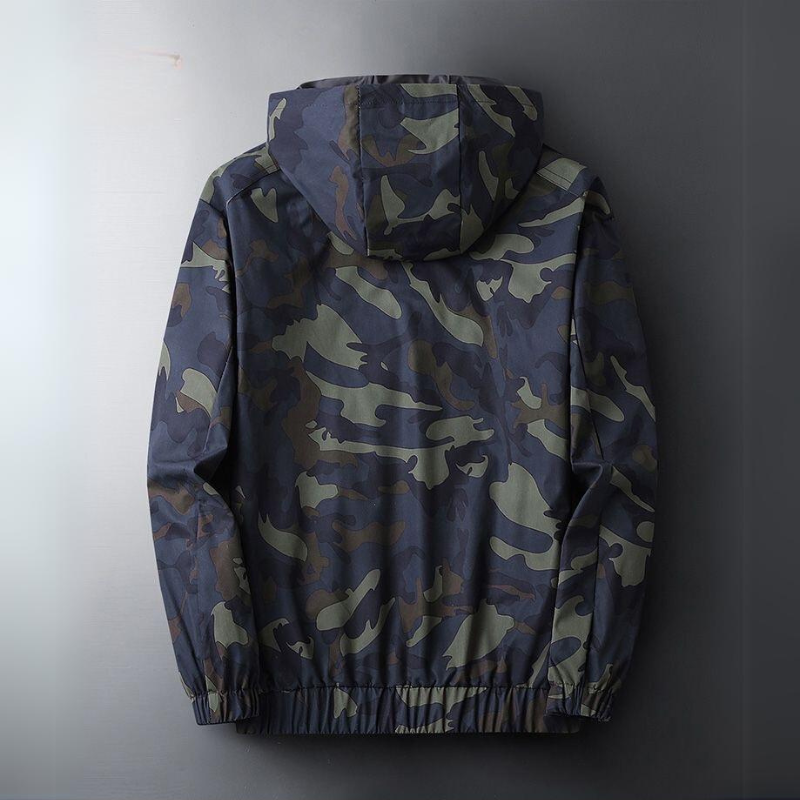 Camouflage Hættejakke til Mænd med Lynlåslukning