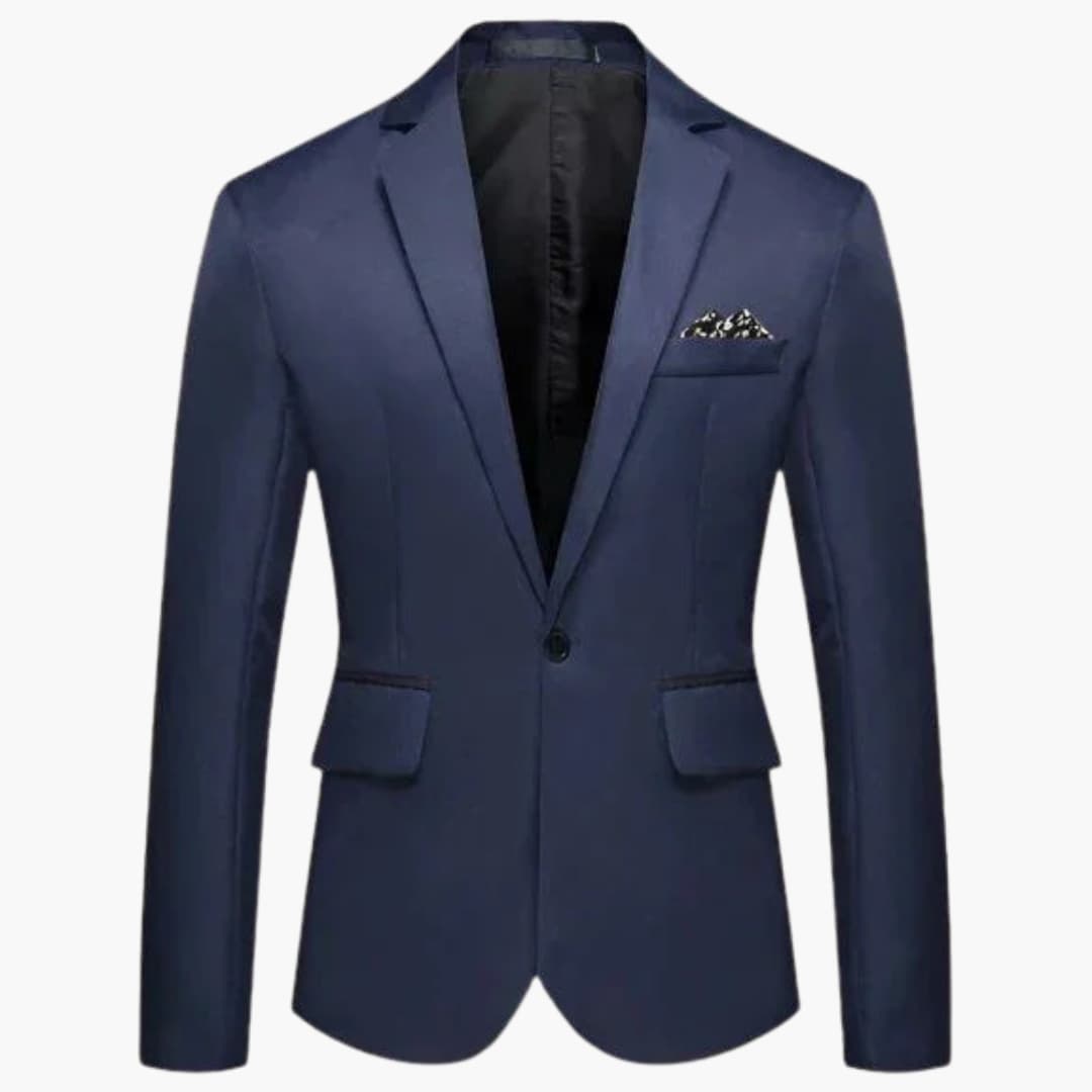 Blazer Masculino com Lapelas Entalhadas e Bolsos com Aba