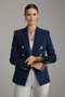 Dobbeltradet blazer til damer med guldknapper | Klassisk figursyet jakke til kontoret og festlige sommerdage i let design