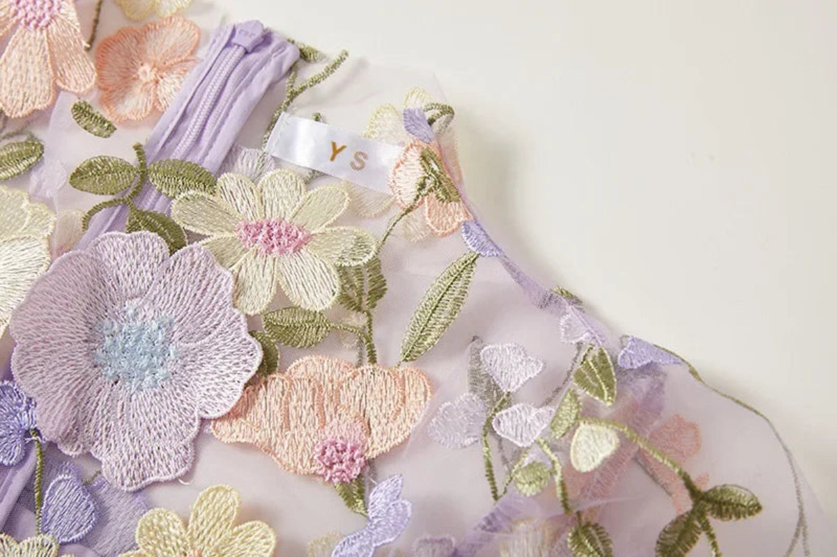 Blomstret Midikjole med Rund Hals og Ærmeløst Design til Dame