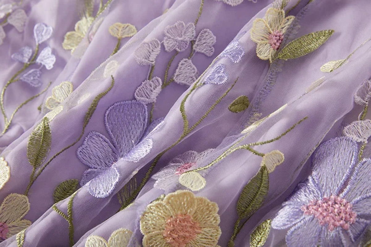 Blomstret Midikjole med Rund Hals og Ærmeløst Design til Dame