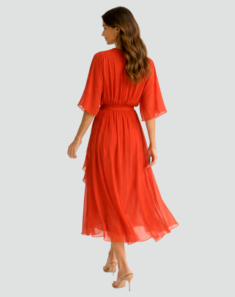 Dame Slå-Om Sommerkjole Maxi – Elegant Lang Kjole med V-Hals til Ferie & Hverdag