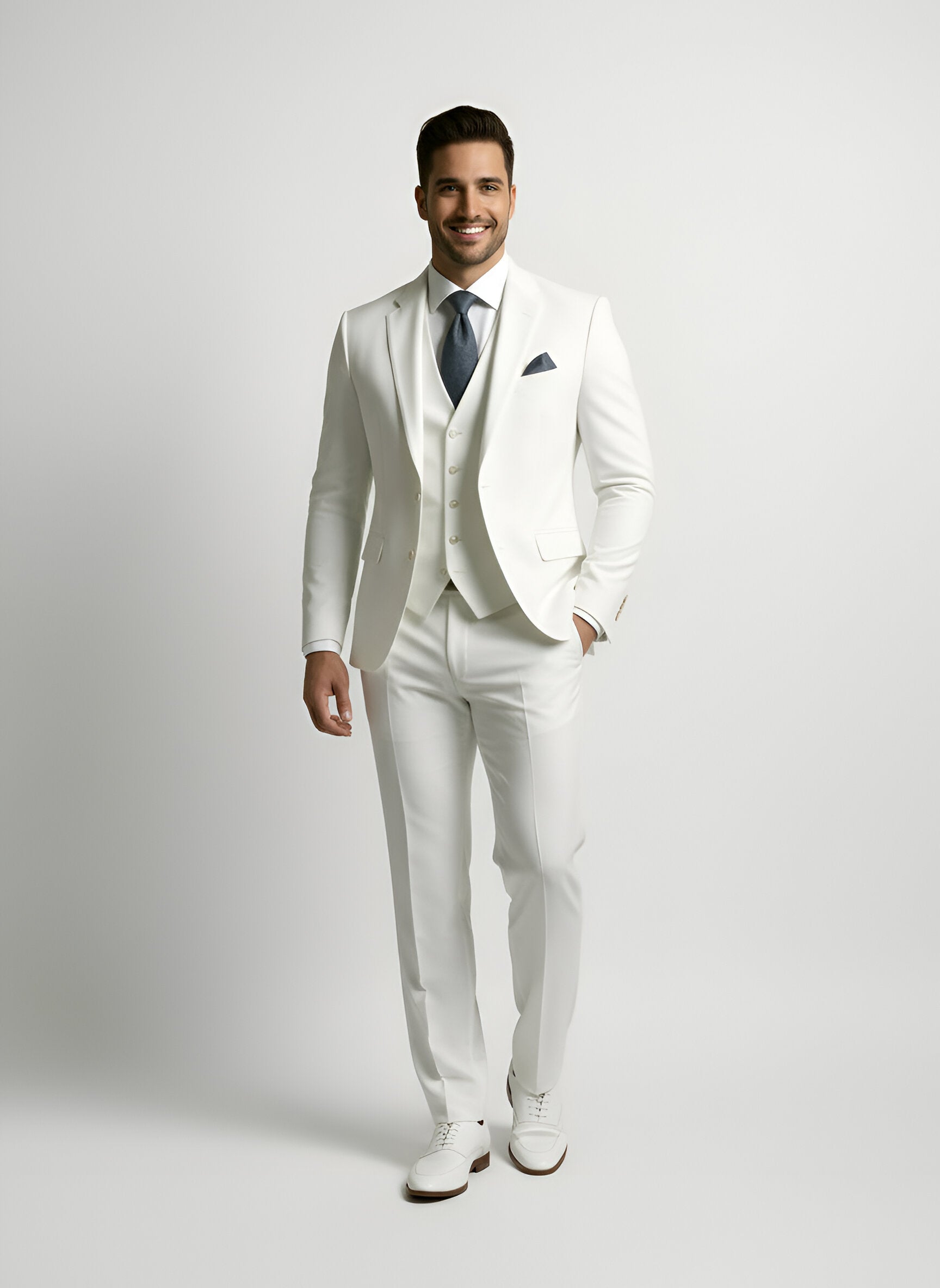 Ανδρικό κοστούμι Bellivaro από μείγμα μαλλιού slim fit με γιλέκο και σακάκι