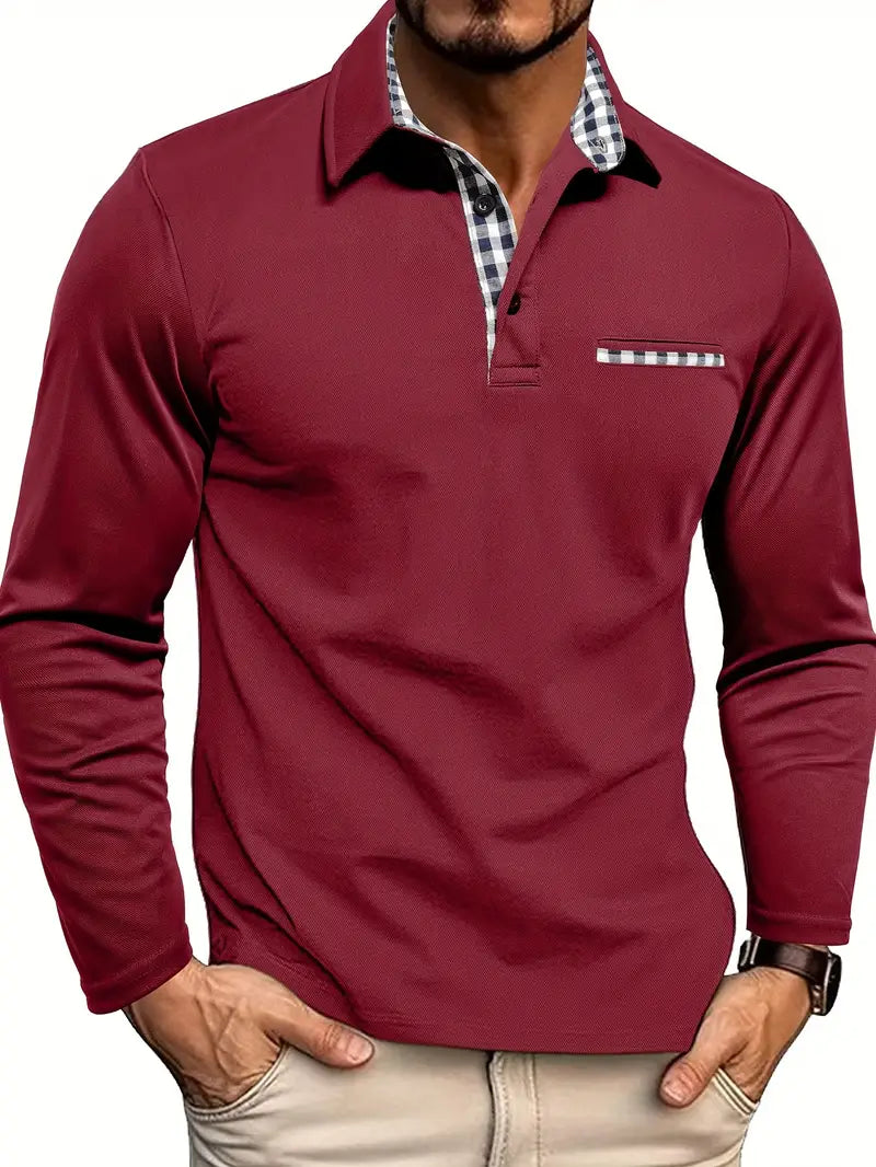 Slim fit polo med lange ærmer til mænd