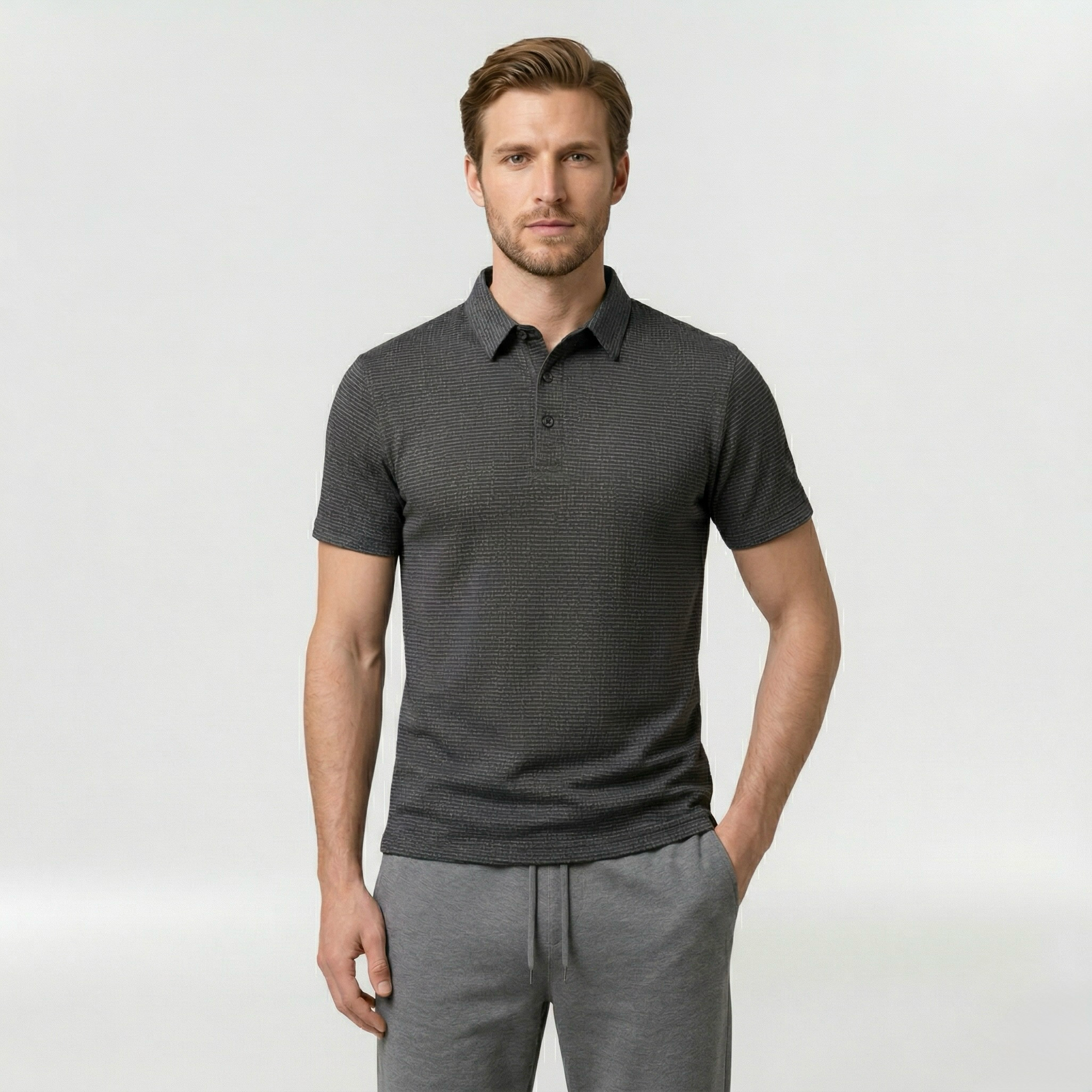 Polo pour homme à manches courtes avec texture pour un usage quotidien
