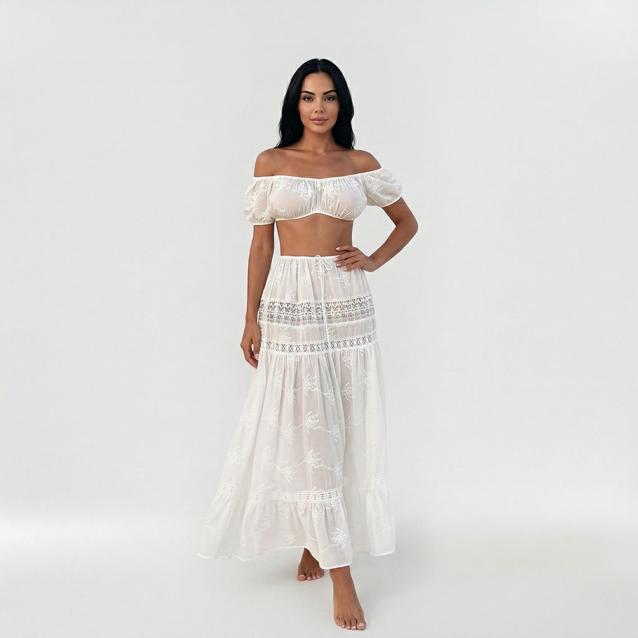 Ensemble pour femmes avec top court et jupe taille haute pour l'été