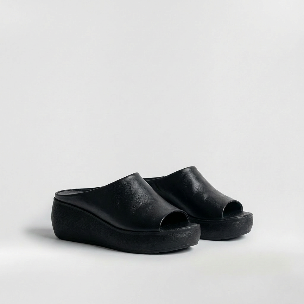 Sandali slip-on da donna con plateau e punta aperta per uso quotidiano