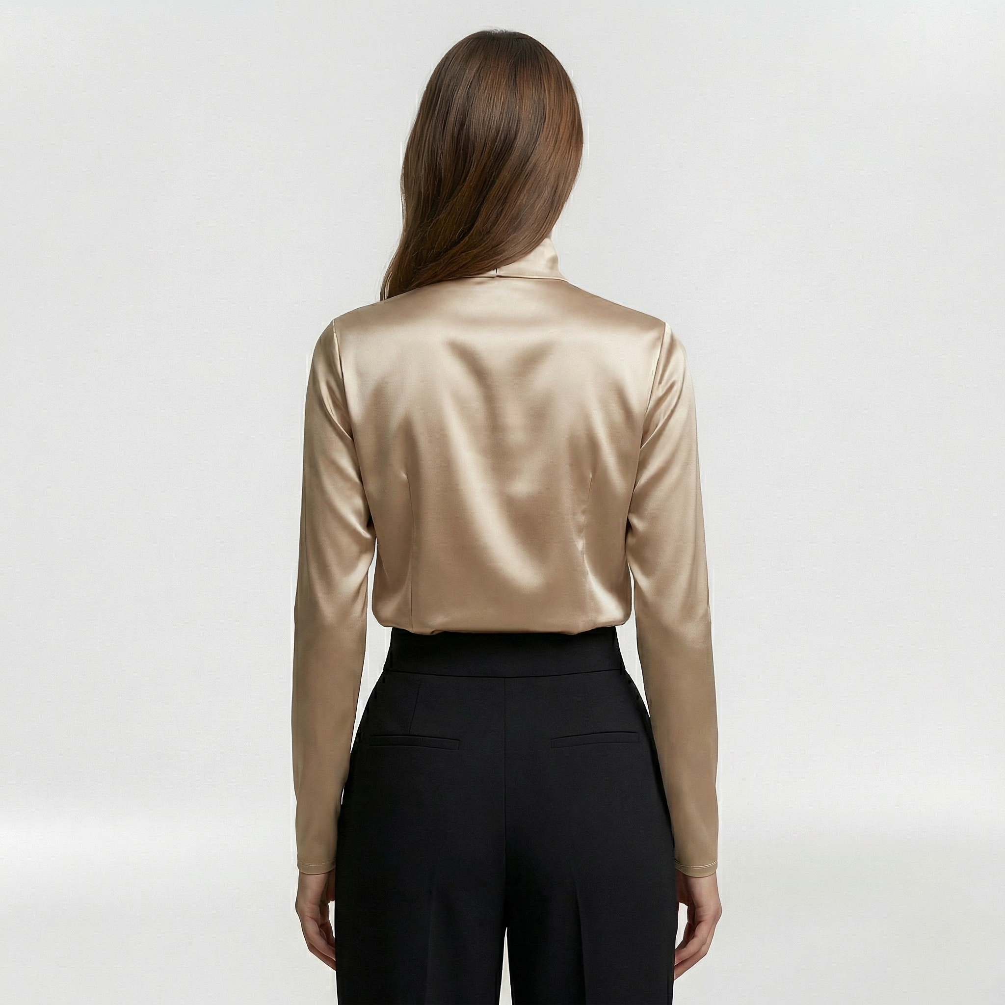 Pleated blouse for women with high neck for formal and elegant use