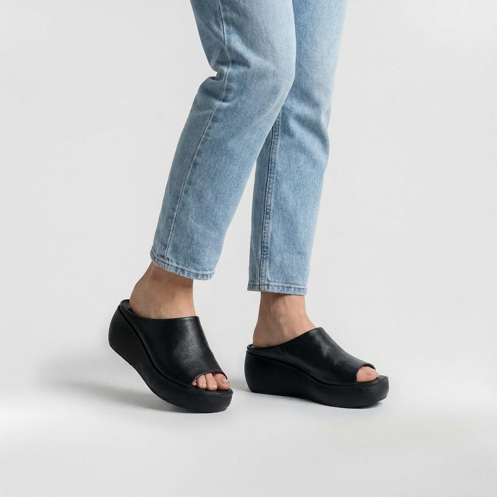 Slip-on sandaler til kvinder med platform og åben tå til hverdagsbrug