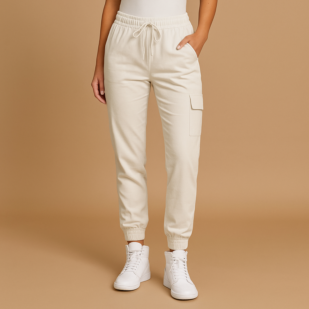 Aansluitende Cargo Broek met Hoge Taille voor Dames