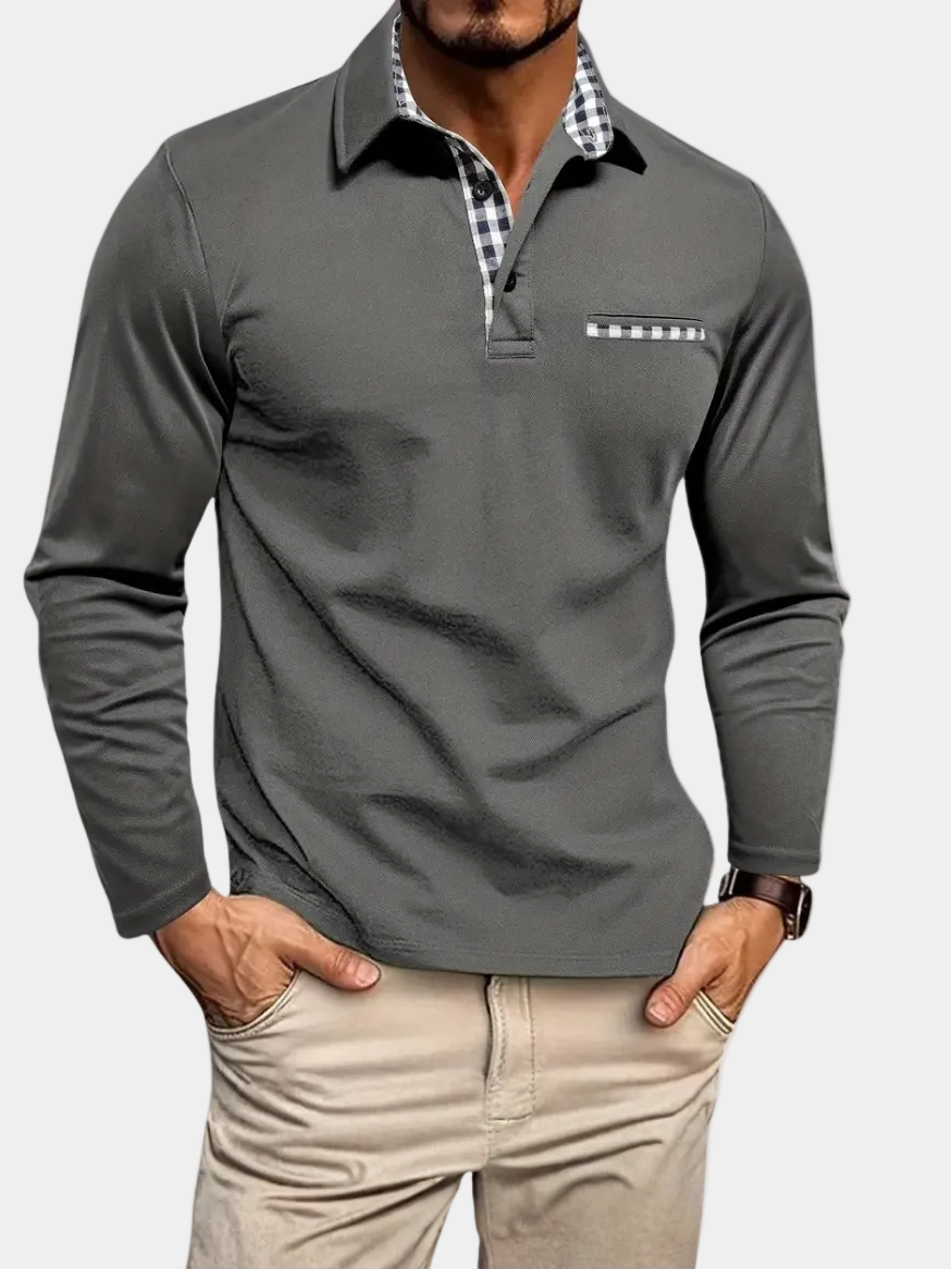 Slim fit polo med lange ærmer til mænd