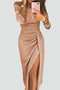 Cocktail Midi-kjole med Off-shoulder og Slids til Kvinder